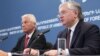 Armenia - Foreign Minister Edward Nalbandian (R) at a news conference with the secretary general of the Council of Europe, Thorbjørn Jagland, in Yerevan, 17Apr2013.