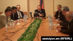Armenia -- Representatives of four political forces announce the creation of a joint Inter-Party Center For Public Oversight Of the Elections, Yerevan, 4Apr2012.