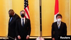 Secretarul de stat al SUA, Antony Blinken, și ministrul de Externe al Japoniei, Toshimitsu Motegi 