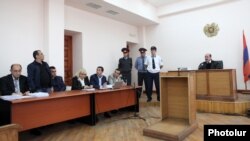 Armenia - A court hearing in the trial of three men charged in the January 31 shooting attack on presidential candidate Paruyr Hayrikian, Yerevan, 20May2013.