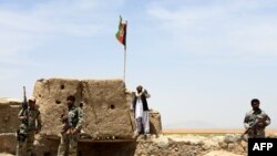 Afghan forces at the Chamman-Spin Boldak border crossing in Kandahar Province, pictured in 2017.