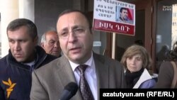 Armenia -- Tigran Hayrapetian, the lawyer of jailed opposition activist Gevorg Safarian, speaks to RFE/RL, Yerevan, 25Mar2016