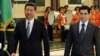 Turkmen President Gurbanguly Berdymukhammedov (right) and his Chinese counterpart, Xi Jinping, review a guard of honor before holding talks in Ashgabat on September 3. 