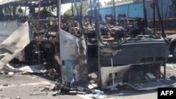 Un autobuz distrus în atentatul terorist care a avut loc la Burgas pe 19 iulie