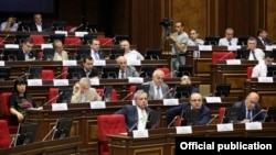 Armenia - Deputies from the Prosperous Armenia Party attend a parliament session in Yerevan, 22Jun2012.