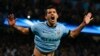 Sergio Aguero de la Manchester după înscrierea unui gol în poarta echipei Bayern Munich în 2014