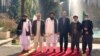 Taliban Foreign Minister Amir Khan Muttaqi (third from left) and other Taliban representatives met with Iranian officials along with Afghan resistance leaders in Tehran.