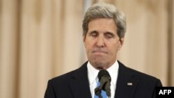 U.S. -- Secretary of State John Kerry speaks during an event releasing the Annual Trafficking in Persons Report (TIP) Report at the State Department in Washington, 19Jun2013